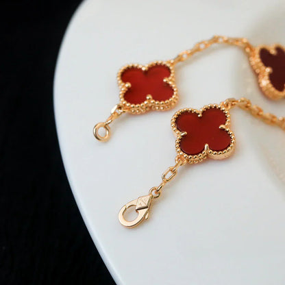 [Moco]New  CLOVER 5 MOTIF RED CORNELIAN BRACELET COLLECTION