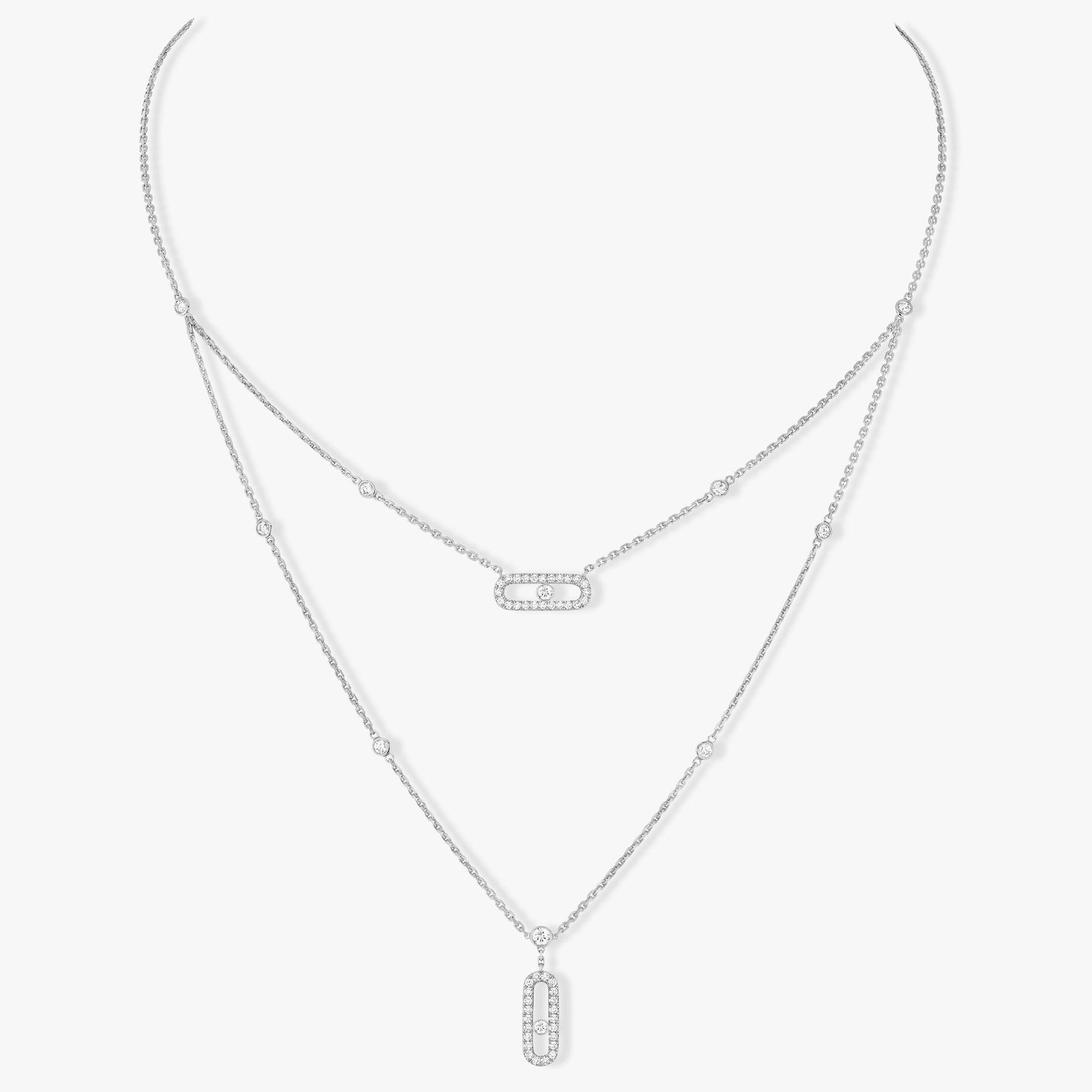[ Moco ]MOVE 2 ROW DIAMOND NECKLACE