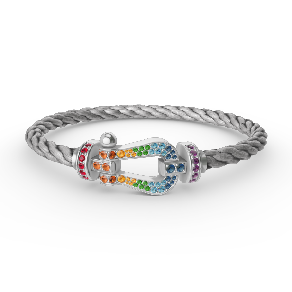 ¡®Moco¡¯FORC LARGE HORSESHOE  COLORED DIAMOND BRACELET SILVER