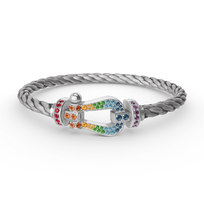 ¡®Moco¡¯FORC LARGE HORSESHOE  COLORED DIAMOND BRACELET SILVER