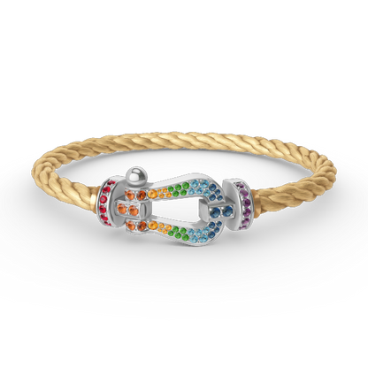 ¡®Moco¡¯FORC LARGE HORSESHOE  COLORED DIAMOND BRACELET SILVER