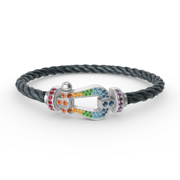 ¡®Moco¡¯FORC LARGE HORSESHOE  COLORED DIAMOND BRACELET SILVER