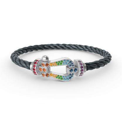 ¡®Moco¡¯FORC LARGE HORSESHOE  COLORED DIAMOND BRACELET SILVER