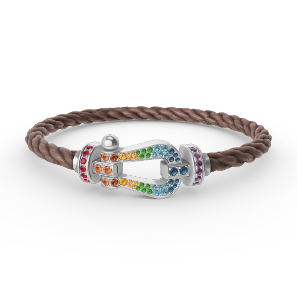 ¡®Moco¡¯FORC LARGE HORSESHOE  COLORED DIAMOND BRACELET SILVER
