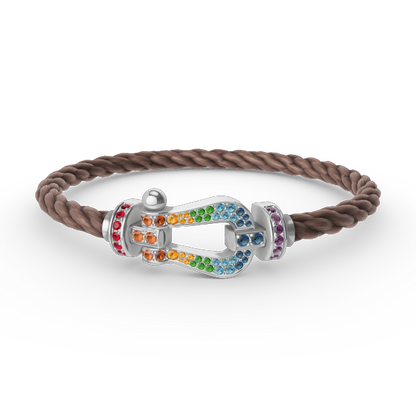 ¡®Moco¡¯FORC LARGE HORSESHOE  COLORED DIAMOND BRACELET SILVER