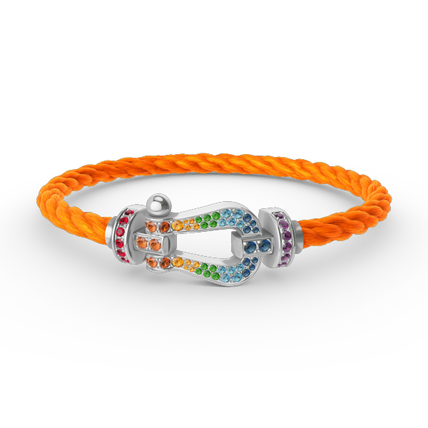 ¡®Moco¡¯FORC LARGE HORSESHOE  COLORED DIAMOND BRACELET SILVER