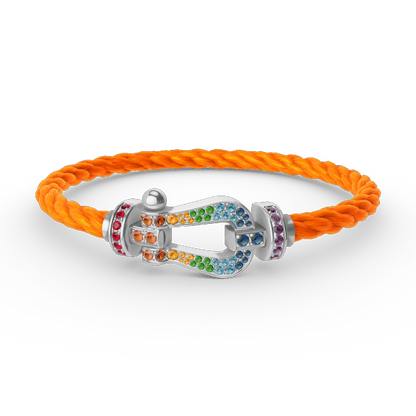 ¡®Moco¡¯FORC LARGE HORSESHOE  COLORED DIAMOND BRACELET SILVER