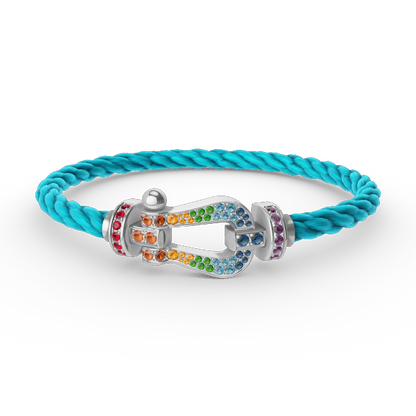 ¡®Moco¡¯FORC LARGE HORSESHOE  COLORED DIAMOND BRACELET SILVER