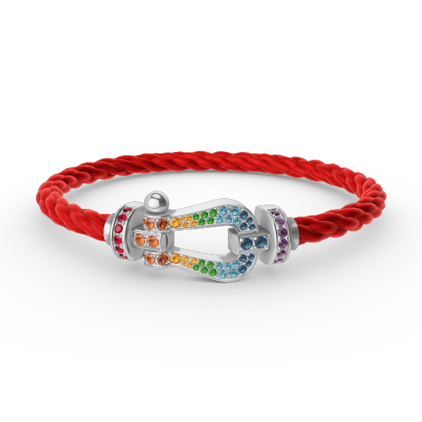 ¡®Moco¡¯FORC LARGE HORSESHOE  COLORED DIAMOND BRACELET SILVER