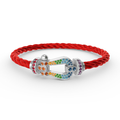 ¡®Moco¡¯FORC LARGE HORSESHOE  COLORED DIAMOND BRACELET SILVER