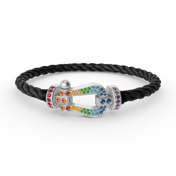 ¡®Moco¡¯FORC LARGE HORSESHOE  COLORED DIAMOND BRACELET SILVER