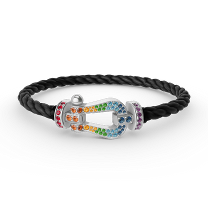 ¡®Moco¡¯FORC LARGE HORSESHOE  COLORED DIAMOND BRACELET SILVER