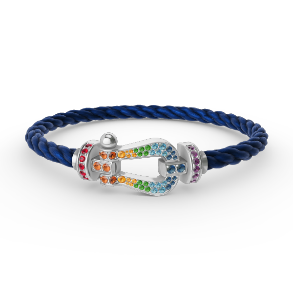 ¡®Moco¡¯FORC LARGE HORSESHOE  COLORED DIAMOND BRACELET SILVER