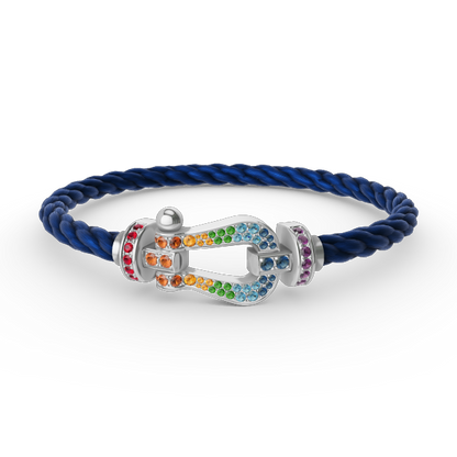 ¡®Moco¡¯FORC LARGE HORSESHOE  COLORED DIAMOND BRACELET SILVER