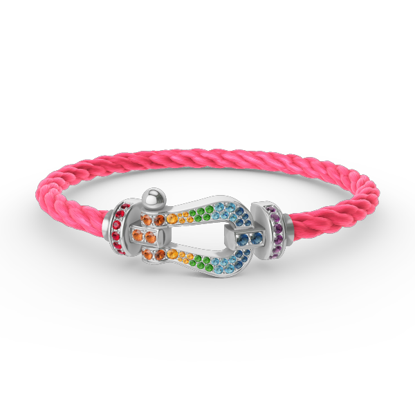 ¡®Moco¡¯FORC LARGE HORSESHOE  COLORED DIAMOND BRACELET SILVER