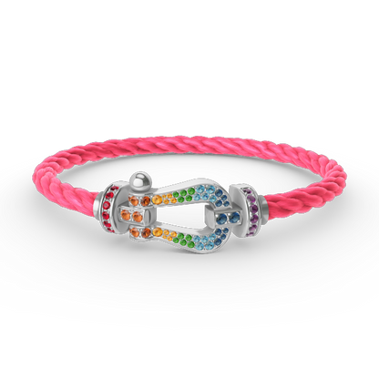 ¡®Moco¡¯FORC LARGE HORSESHOE  COLORED DIAMOND BRACELET SILVER