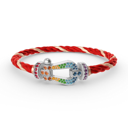 ¡®Moco¡¯FORC LARGE HORSESHOE  COLORED DIAMOND BRACELET SILVER