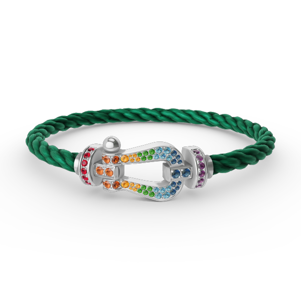 ¡®Moco¡¯FORC LARGE HORSESHOE  COLORED DIAMOND BRACELET SILVER