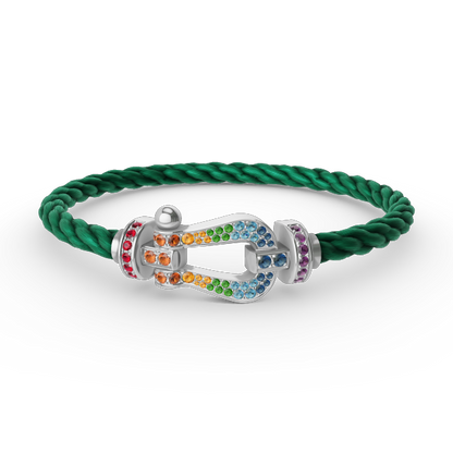 ¡®Moco¡¯FORC LARGE HORSESHOE  COLORED DIAMOND BRACELET SILVER