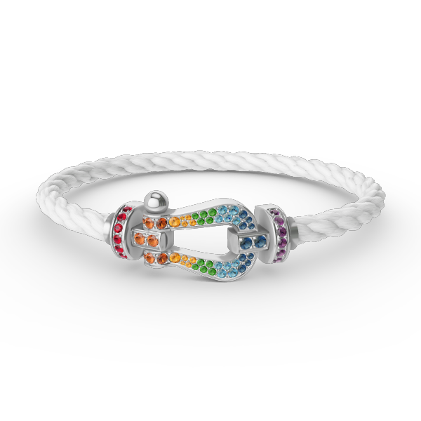 ¡®Moco¡¯FORC LARGE HORSESHOE  COLORED DIAMOND BRACELET SILVER