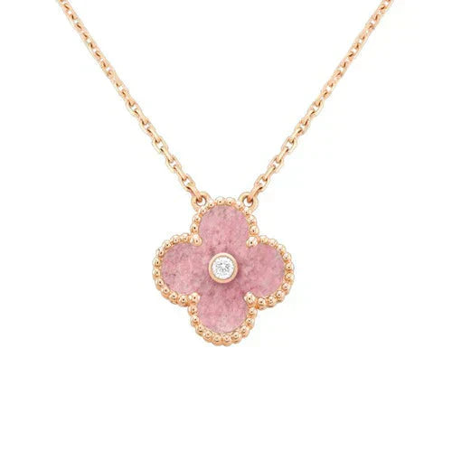 ¡®Moco¡¯CLOVER 15MM DIAMOND RHODONITE NECKLACE