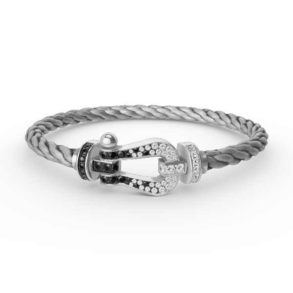 ¡®Moco¡¯FORCE LARGE HORSESHOE BLACK WHITE DIAMOND BRACELET SILVER