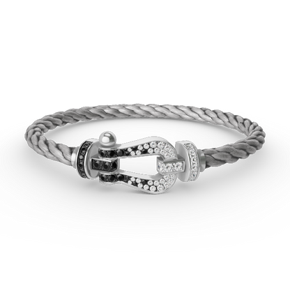 ¡®Moco¡¯FORCE LARGE HORSESHOE BLACK WHITE DIAMOND BRACELET SILVER