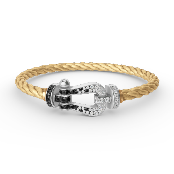 ¡®Moco¡¯FORCE LARGE HORSESHOE BLACK WHITE DIAMOND BRACELET SILVER