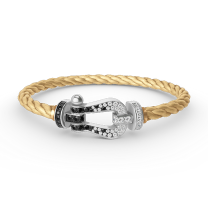 ¡®Moco¡¯FORCE LARGE HORSESHOE BLACK WHITE DIAMOND BRACELET SILVER