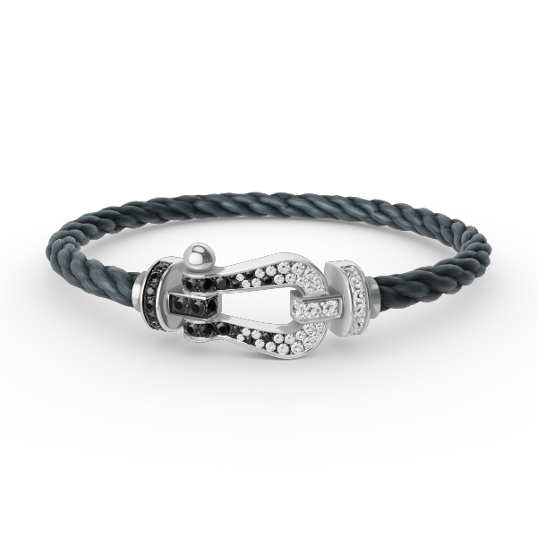 ¡®Moco¡¯FORCE LARGE HORSESHOE BLACK WHITE DIAMOND BRACELET SILVER