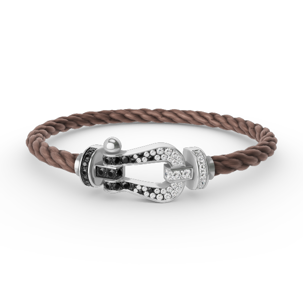 ¡®Moco¡¯FORCE LARGE HORSESHOE BLACK WHITE DIAMOND BRACELET SILVER