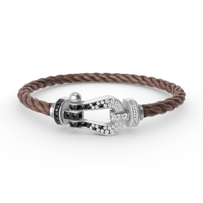 ¡®Moco¡¯FORCE LARGE HORSESHOE BLACK WHITE DIAMOND BRACELET SILVER