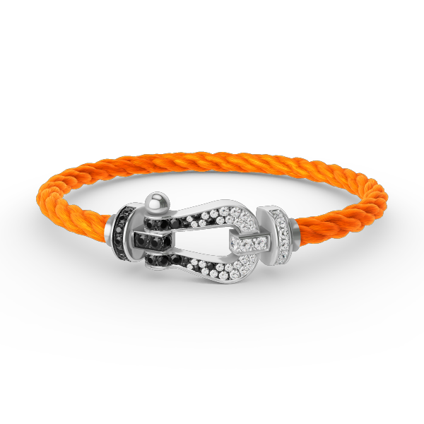 ¡®Moco¡¯FORCE LARGE HORSESHOE BLACK WHITE DIAMOND BRACELET SILVER