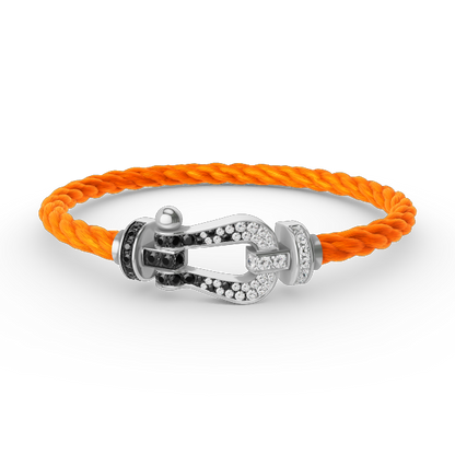 ¡®Moco¡¯FORCE LARGE HORSESHOE BLACK WHITE DIAMOND BRACELET SILVER