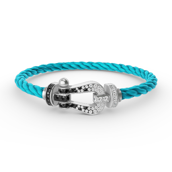 ¡®Moco¡¯FORCE LARGE HORSESHOE BLACK WHITE DIAMOND BRACELET SILVER