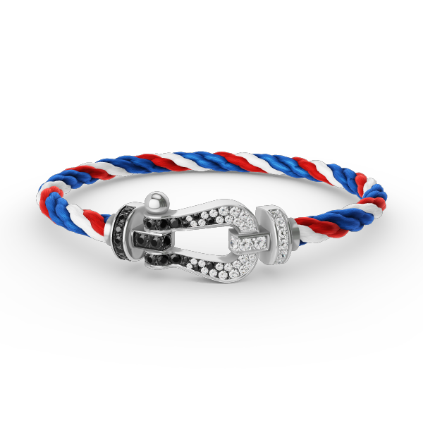 ¡®Moco¡¯FORCE LARGE HORSESHOE BLACK WHITE DIAMOND BRACELET SILVER