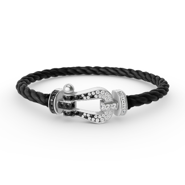 ¡®Moco¡¯FORCE LARGE HORSESHOE BLACK WHITE DIAMOND BRACELET SILVER