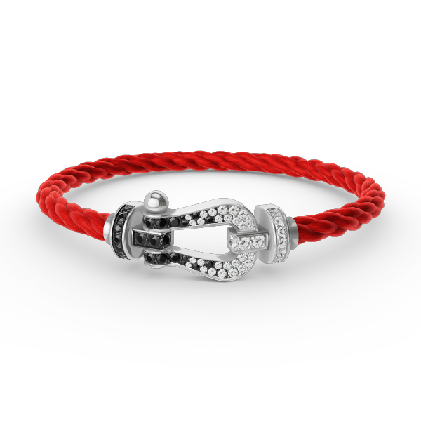 ¡®Moco¡¯FORCE LARGE HORSESHOE BLACK WHITE DIAMOND BRACELET SILVER