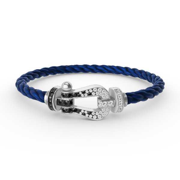 ¡®Moco¡¯FORCE LARGE HORSESHOE BLACK WHITE DIAMOND BRACELET SILVER