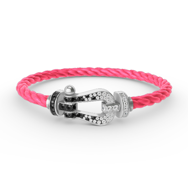 ¡®Moco¡¯FORCE LARGE HORSESHOE BLACK WHITE DIAMOND BRACELET SILVER