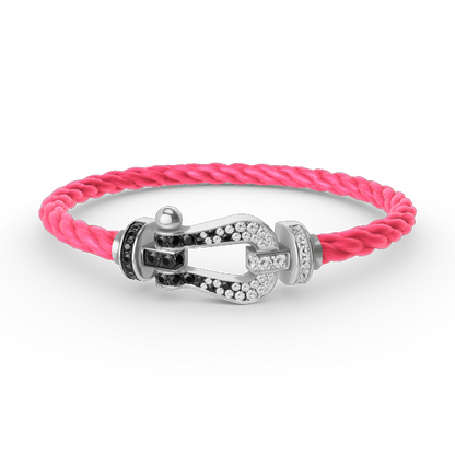 ¡®Moco¡¯FORCE LARGE HORSESHOE BLACK WHITE DIAMOND BRACELET SILVER