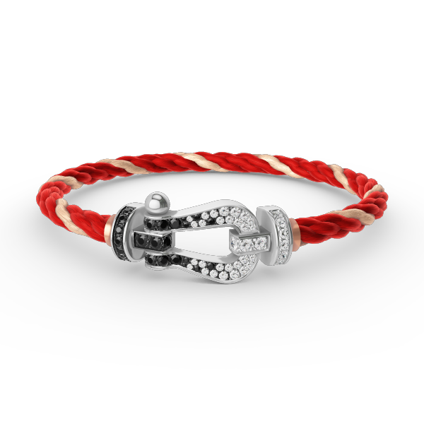 ¡®Moco¡¯FORCE LARGE HORSESHOE BLACK WHITE DIAMOND BRACELET SILVER