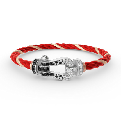 ¡®Moco¡¯FORCE LARGE HORSESHOE BLACK WHITE DIAMOND BRACELET SILVER