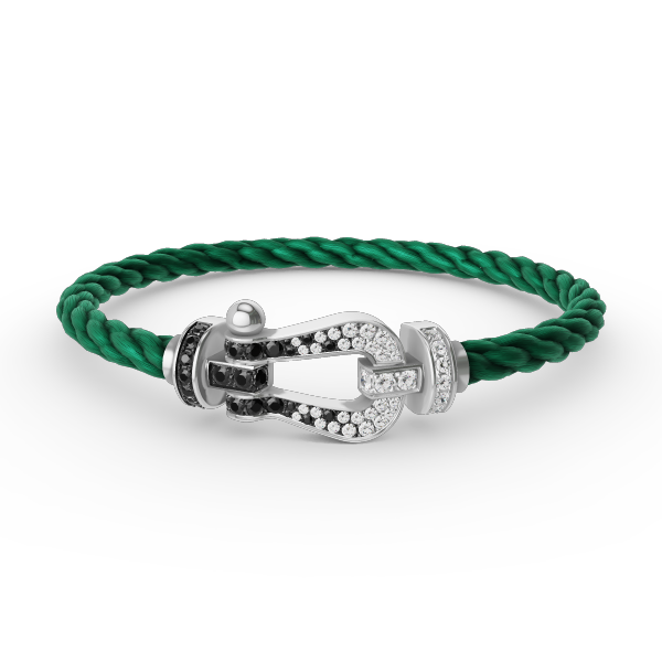 ¡®Moco¡¯FORCE LARGE HORSESHOE BLACK WHITE DIAMOND BRACELET SILVER