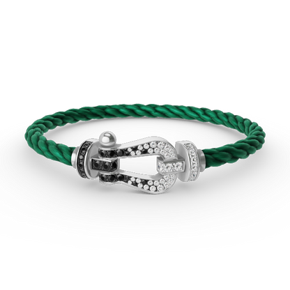 ¡®Moco¡¯FORCE LARGE HORSESHOE BLACK WHITE DIAMOND BRACELET SILVER