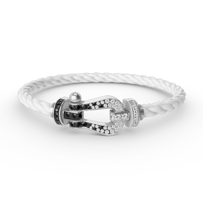¡®Moco¡¯FORCE LARGE HORSESHOE BLACK WHITE DIAMOND BRACELET SILVER