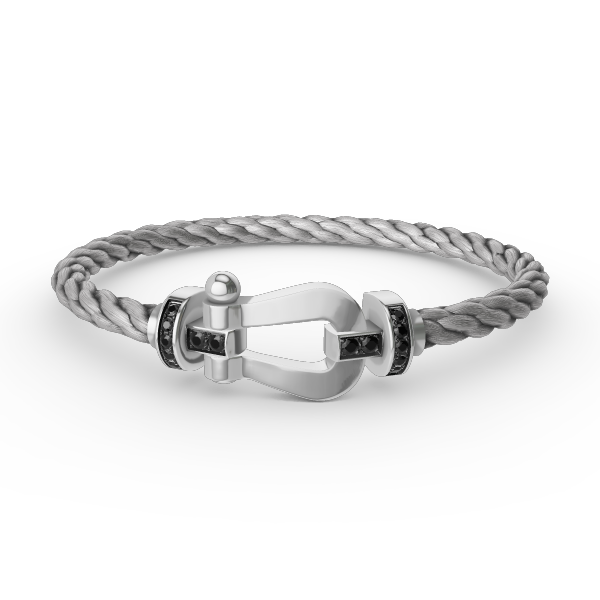 ¡®Moco¡¯FORCE LARGE HORSESHOE BLACK DIAMOND BRACELET SILVER
