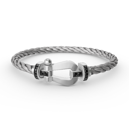 ¡®Moco¡¯FORCE LARGE HORSESHOE BLACK DIAMOND BRACELET SILVER