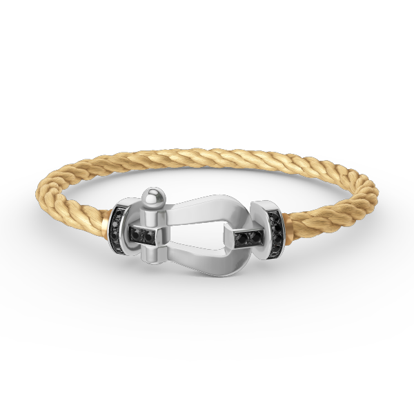¡®Moco¡¯FORCE LARGE HORSESHOE BLACK DIAMOND BRACELET SILVER