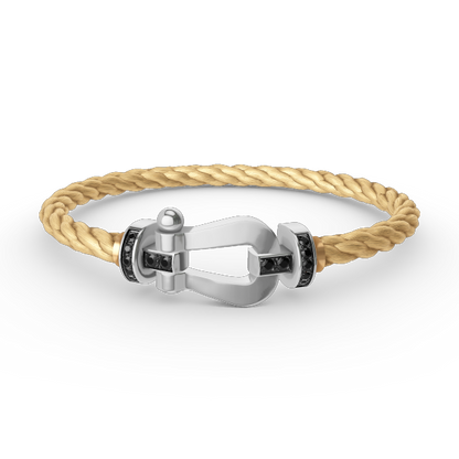 ¡®Moco¡¯FORCE LARGE HORSESHOE BLACK DIAMOND BRACELET SILVER